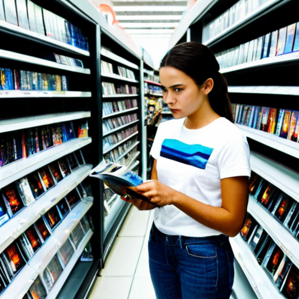 포레스트 검프 블루레이 구매 - Searching in a Physical Store**

"A brightly lit aisle in a large electronics store. A woman with a ...
