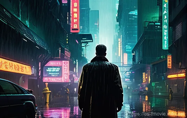 리들리 스콧 영화 세계관 - "Alien" - The Nostromo's Claustrophobic Terror**
A dimly lit, narrow corridor inside a futuristic sp...