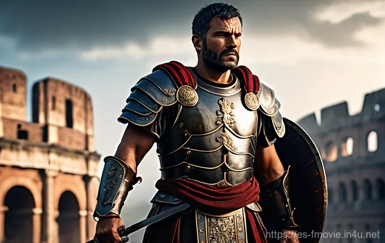 러셀 크로우 필모그래피 - **"A formidable, battle-worn warrior in the style of a Roman general, aged 40-50, with a determined ...