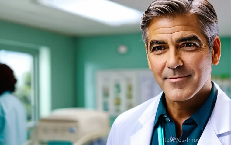 조지 클루니 출연작 - **Prompt 1: Charismatic ER Doctor**
"A portrait of a young George Clooney, in his prime as a doc...