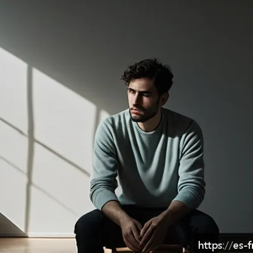 Home 30 호아킨 피닉스 출연작 - A deeply introspective and tormented male character sitting alone in a dimly lit room, wearing simpl...